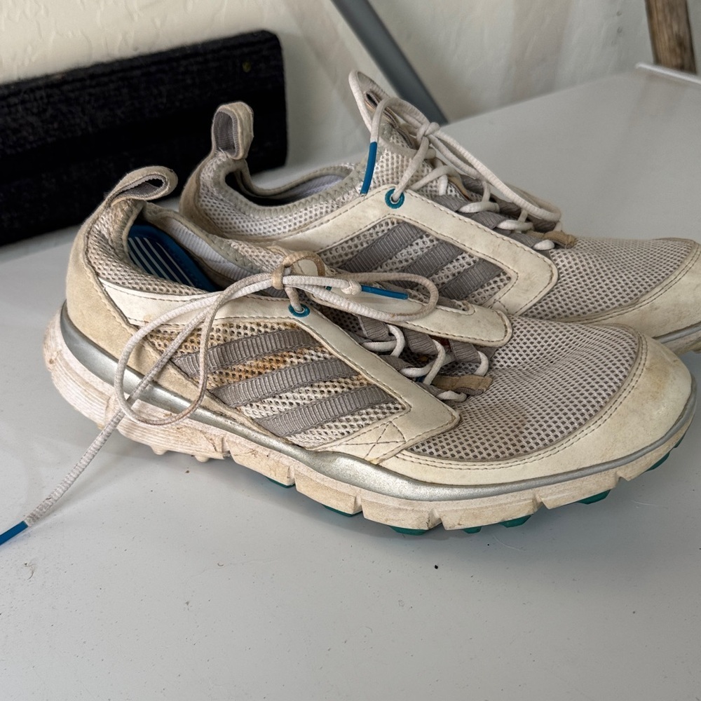 Adidas Women's Cream and Gray Climacool Athletic Shoes